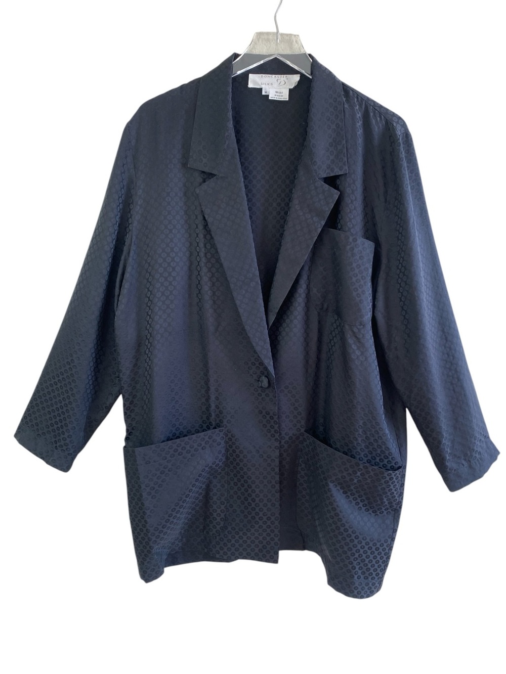 Doncaster Black Circle Pattern Silk Oversized Blazer Size M